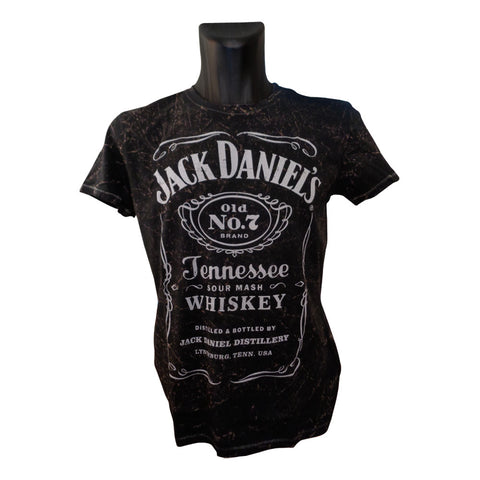 Classic Old No.7 Brand Logo Acid Washed T-shirt, Male, Small, Black