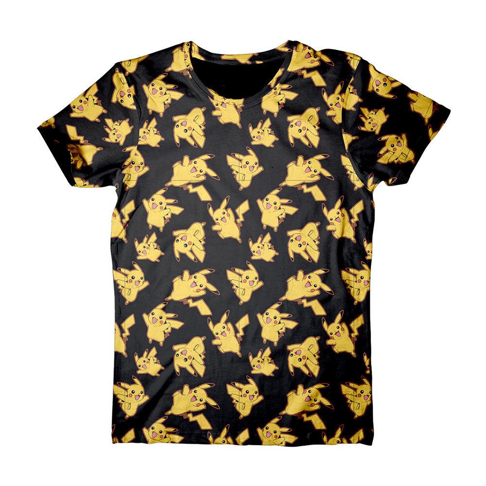 Pikachu All-over Print T-shirt, Male, Large, Black