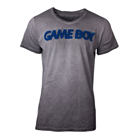 Gameboy 3d Logo Acid Washed T-shirt, Male, Extra Extra Large, Grey