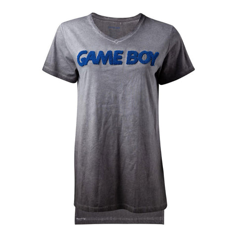 Gameboy 3d Logo Oil Washed T-shirt, Female, Extra Large, Grey