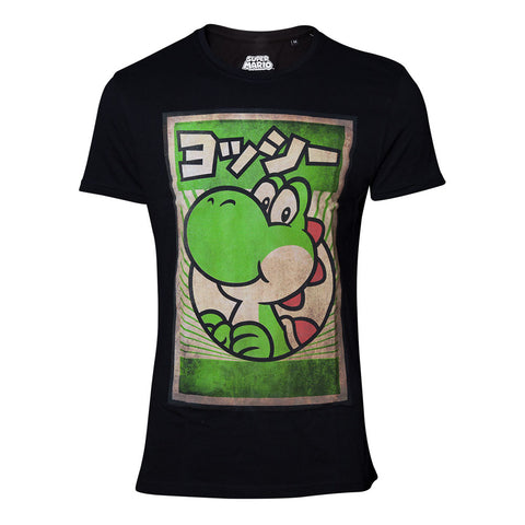 Super Mario Bros. Yoshi Propaganda Poster Print T-shirt, Male, Extra Extra Large, Black