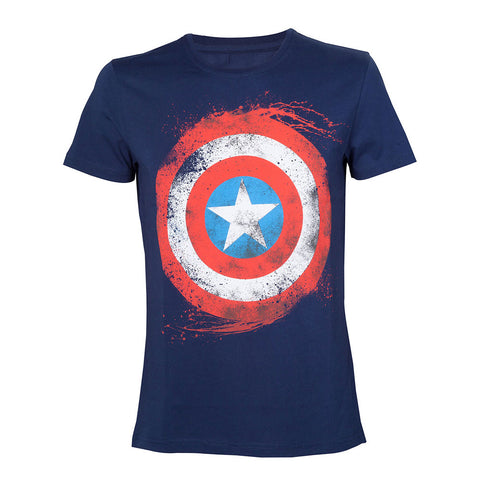 Captain America Swirling Shield T-shirt, Male, Extra Extra Large, Blue