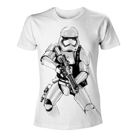 Vii The Force Awakens Armed Stormtrooper Sketch T-shirt, Male, Extra Extra Large, White