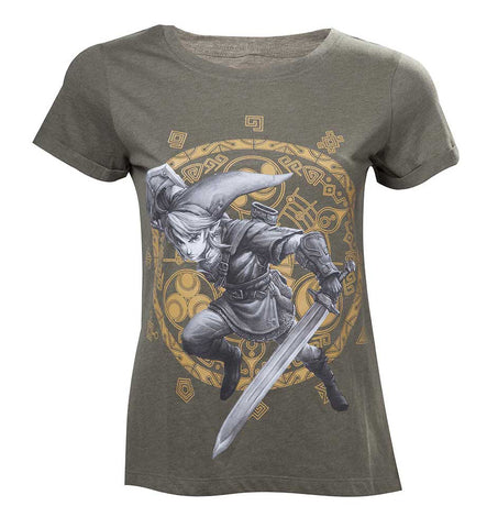 Legend Of Zelda Link At The Gate Of Time T-shirt, Female, Extra Large, Military Green