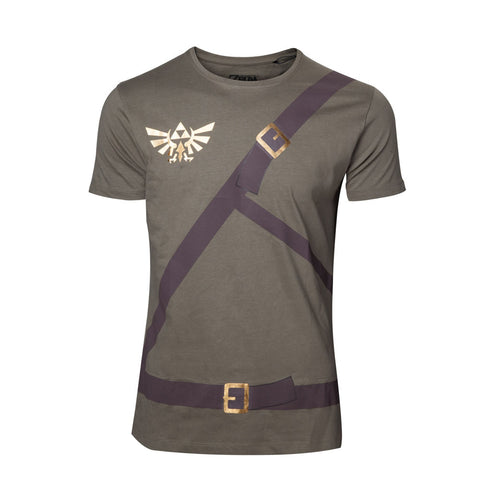 Legend Of Zelda Link's Shirt With Belts T-shirt, Male, Extra Large, Military Green