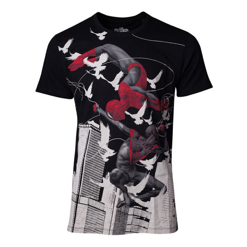 Spider-man Miles Morales Print T-shirt, Male, Extra Extra Large, Black