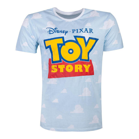 Toy Story 4 Logo With All-over Clouds T-shirt, Male, Large, Blue