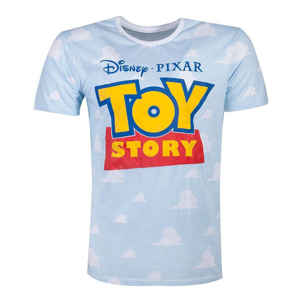 Toy Story 4 Logo With All-over Clouds T-shirt, Male, Medium, Blue