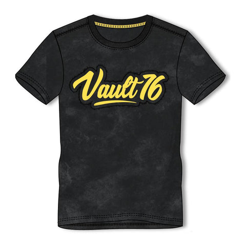 76 Vault 76 Logo Oil Washed T-shirt, Male, Extra Extra Large, Black