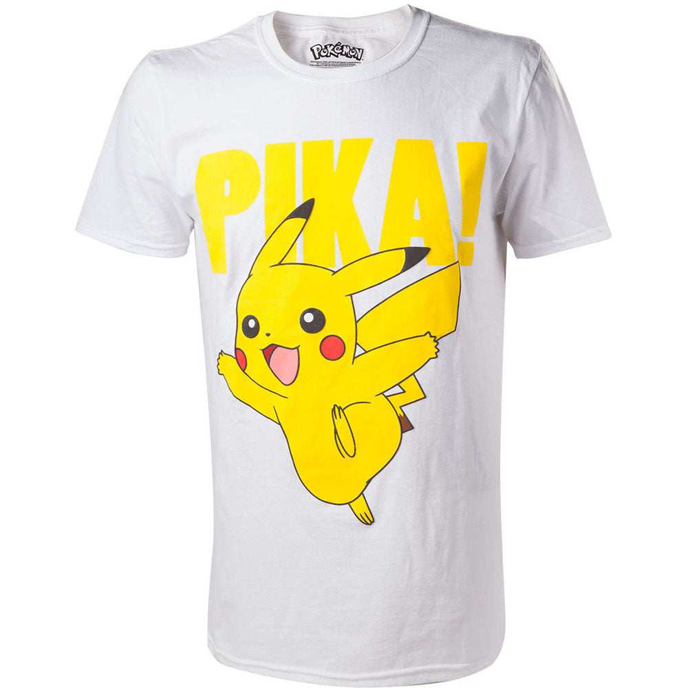 Pikachu Pika! Raised Print T-shirt, Male, Extra Extra Large, White