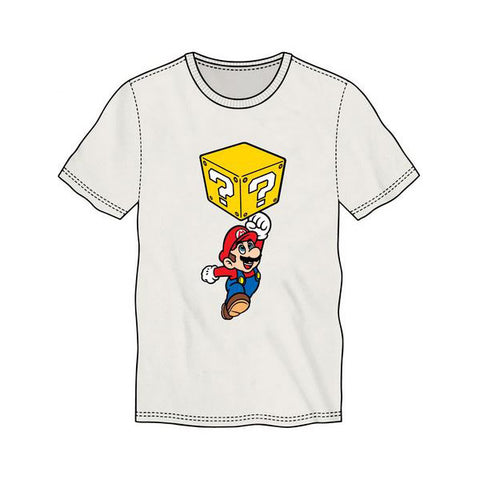 Super Mario Bros. Mario Breaking Block T-shirt, Male, Small, White