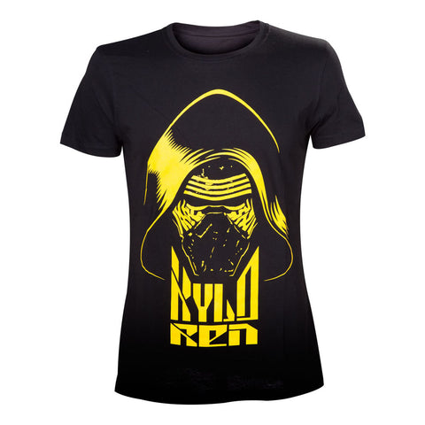 Vii The Force Awakens Kylo Ren Yellow Face T-shirt, Male, Extra Extra Large, Black