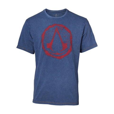 Crest Logo Faux Denim T-shirt, Male, Large, Blue