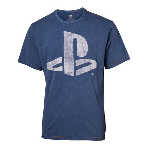 Playstation Logo Faux Denim T-shirt, Male, Extra Extra Large, Blue