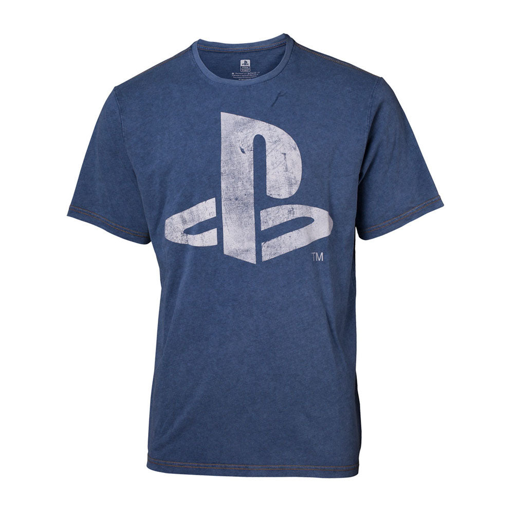 Playstation Logo Faux Denim T-shirt, Male, Large, Blue