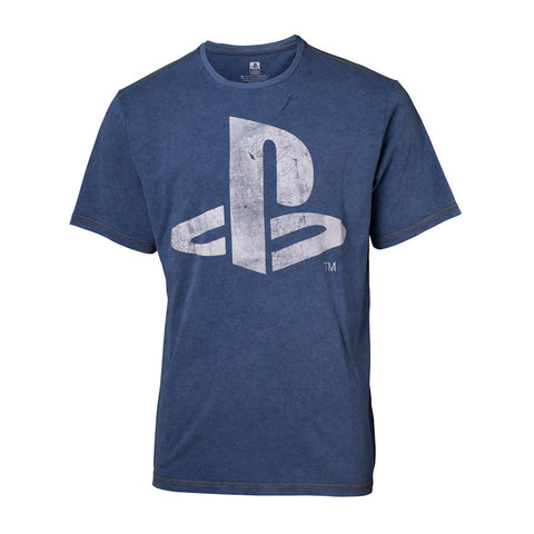 Playstation Logo Faux Denim T-shirt, Male, Small, Blue