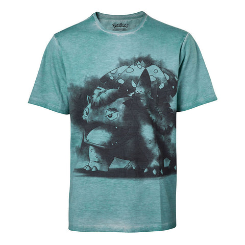 Venusaur Oil Washed T-shirt, Male, Extra Extra Large, Turquoise