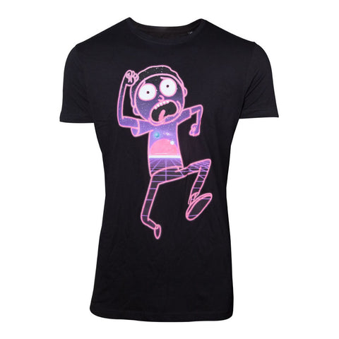 Neon Morty T-shirt, Male, Large, Black