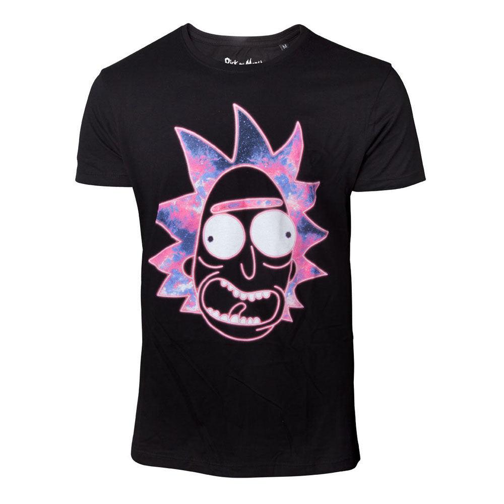 Neon Rick Face T-shirt, Male, Extra Extra Large, Black