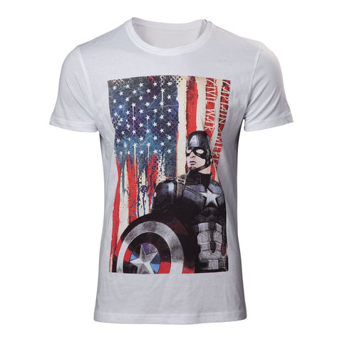 Captain America: Civl War Stars And Stripes T-shirt, Male, Large, White