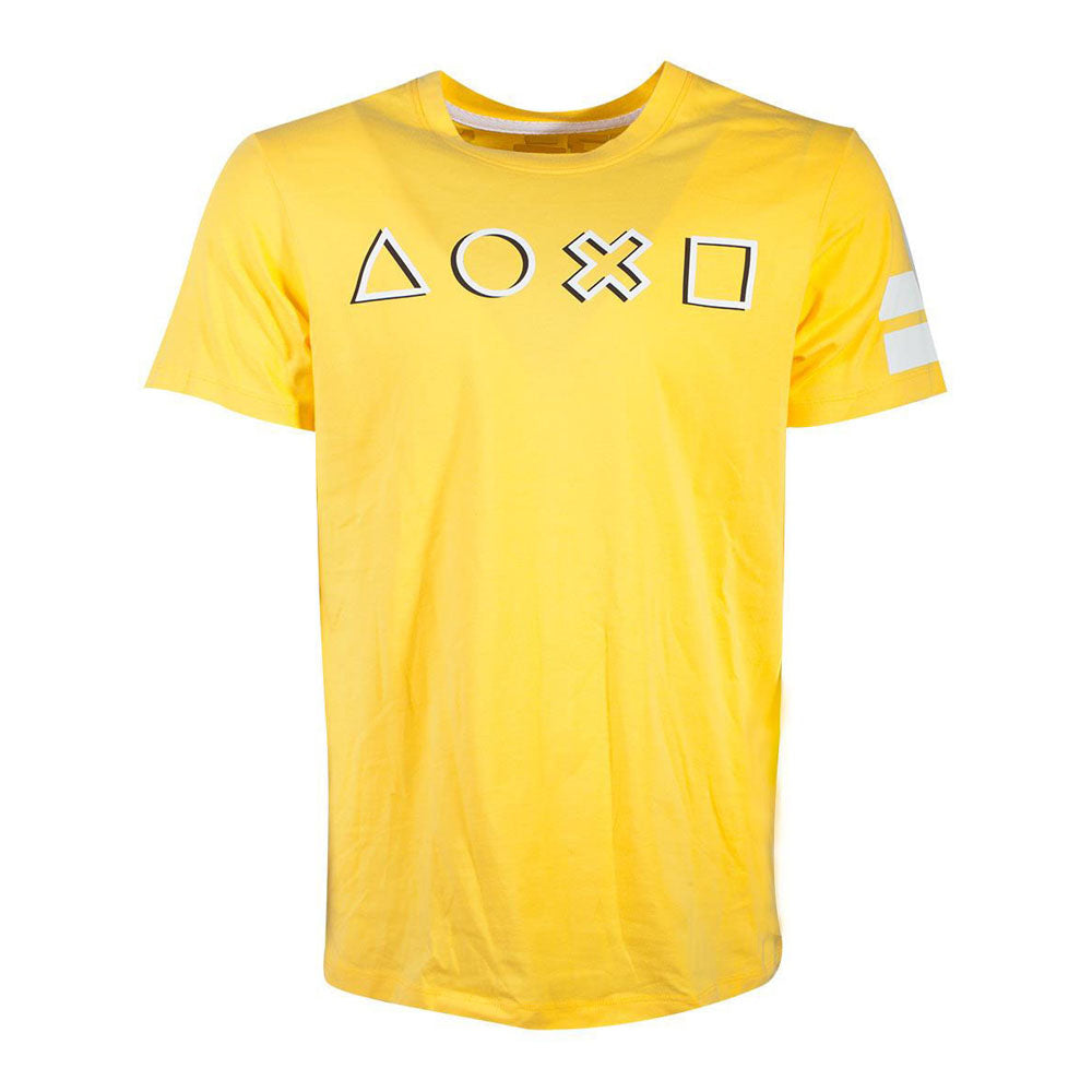 Playstation Icons Long Line T-shirt, Male, Small, Yellow