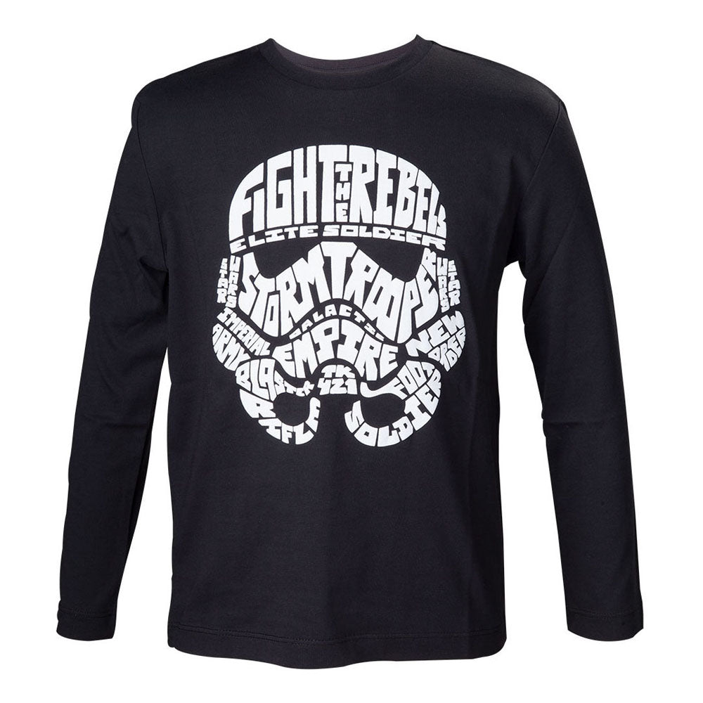 Stormtrooper Word Play Long Sleeved T-shirt, Kid's Unisex, 134-140, Years 8 To 10, Black