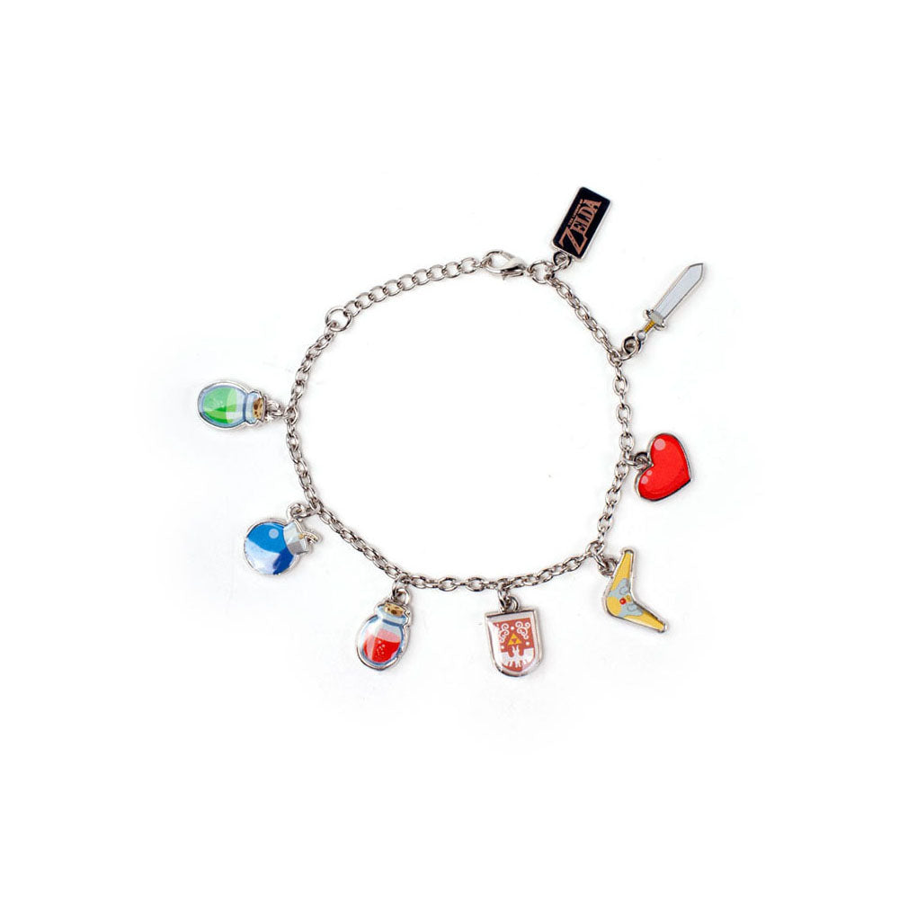 Legend Of Zelda Windwaker Icons Charm Bracelet, Female, Silver