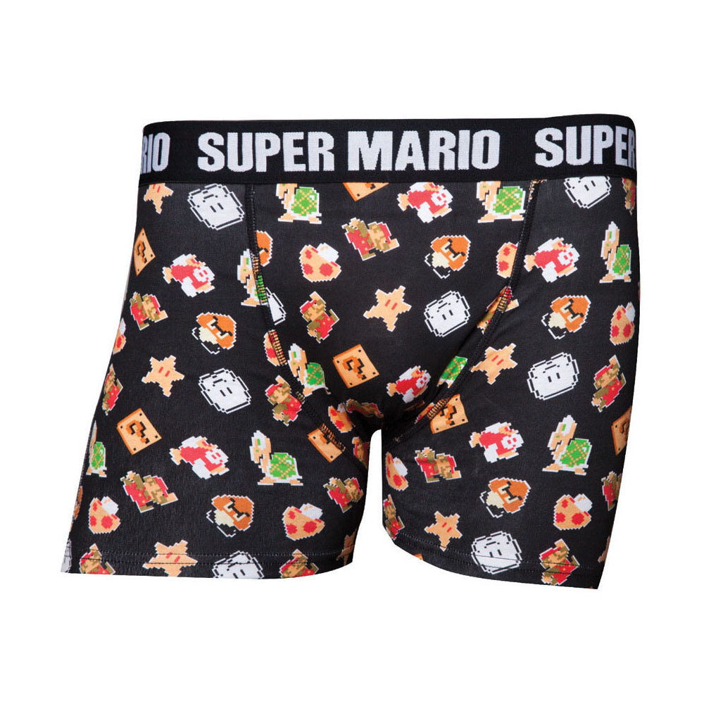 Super Mario Bros. Characters & Icons Underwear Boxer Shorts Underwear, Male, Small, Black