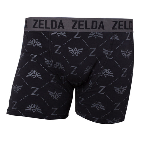 Legend Of Zelda Logo All-over Print Boxer Shorts Underwear, Male, Large, Black-grey