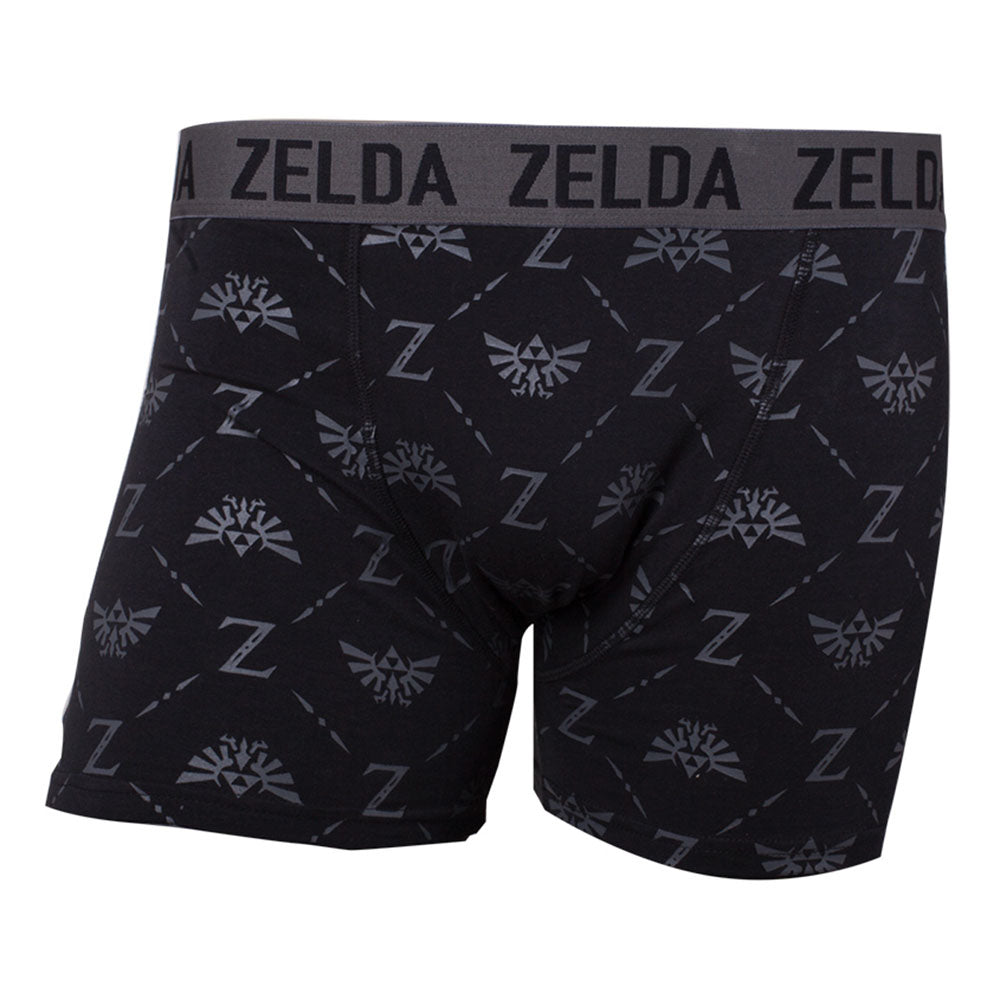 Legend Of Zelda Logo All-over Print Boxer Shorts Underwear, Male, Small, Black-grey