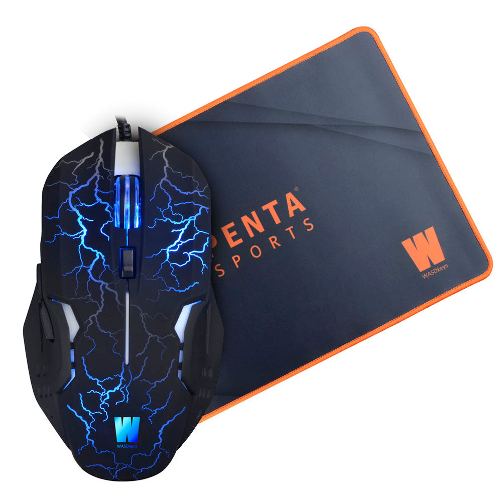 M200 2500dpi Laser Gaming Mouse & P200 Penta Esports Edition Gaming Mousepad, Black-orange