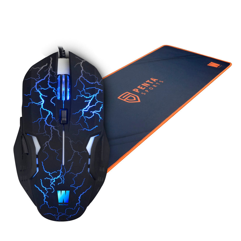 M200 2500dpi Laser Gaming Mouse & P300 Penta Esports Edition Gaming Mousepad, Black-orange