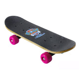 Kid's 17-inch Maple Wood Mini Skateboard Cruiser, Black-pink