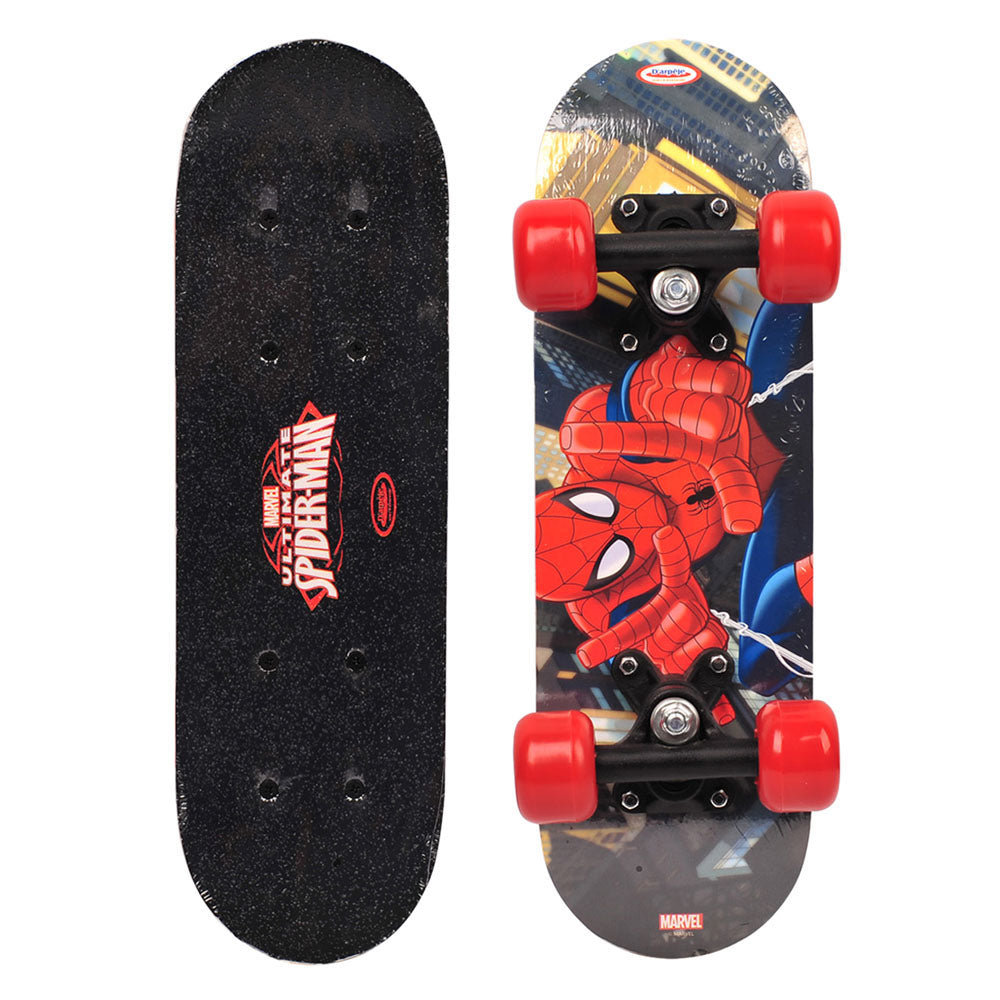 Ultimate Spider-man Kid's 17-inch Maple Wood Mini Skateboard Cruiser, Black-red