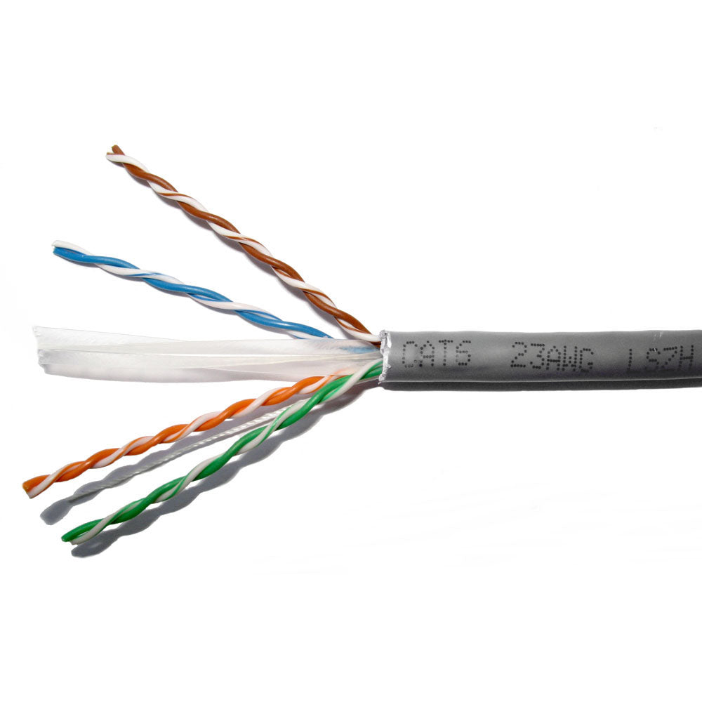 Cat6 Low Smoke Full Copper Utp Unshielded Twisted 4 Pair Network Cable, Awg23, 305m, Grey