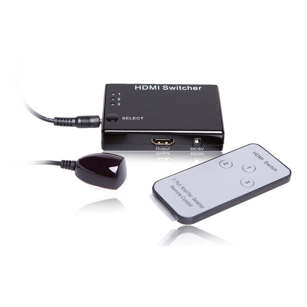 3 Port Hdmi Switch With Remote Control, Black