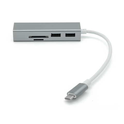 Usb-c Type-c To 3-port Usb3 Hub With Memory Card Slots, Grey-white