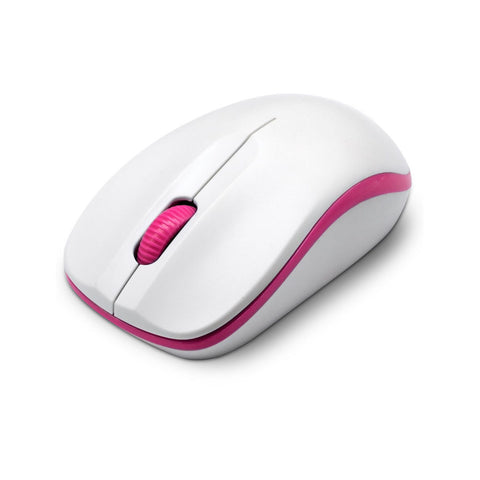 Compoint Wireless Ambidextrous 3-button 1600dpi Optical Mouse With Nano Usb Adapter, White-pink