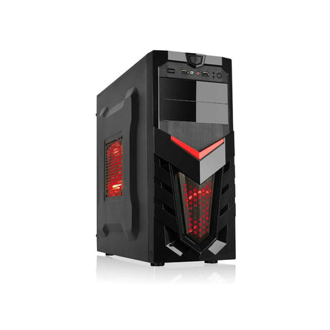 Gc371 Lockstock Series Gaming M-atx Midi Pc Case, Black-blood Red