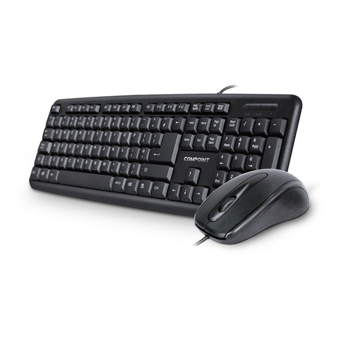 Compoint Km9014 Multimedia Wired Usb Full-size Keyboard & Optical Mouse Desktop Duo Set, Black