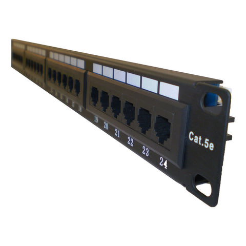 1u 19 Inch Wide 24 Port Utp Cat 5e Patch Panel, Black