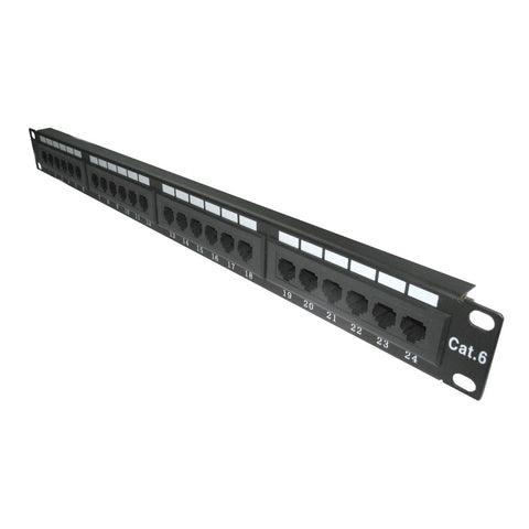 1u 19 Inch Wide 24 Port Utp Gigabit Cat 6 Patch Panel, Black