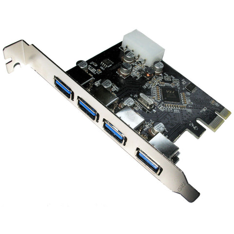 Usb 3.0 Pci-e Adapter Card With Full Height Riser Bracket, 4 Port