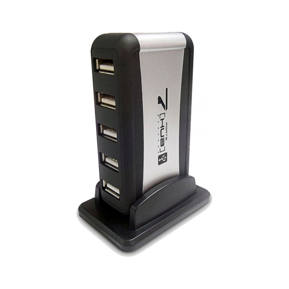 High-speed Usb 2.0 7 Port Active Hub, Black-silver