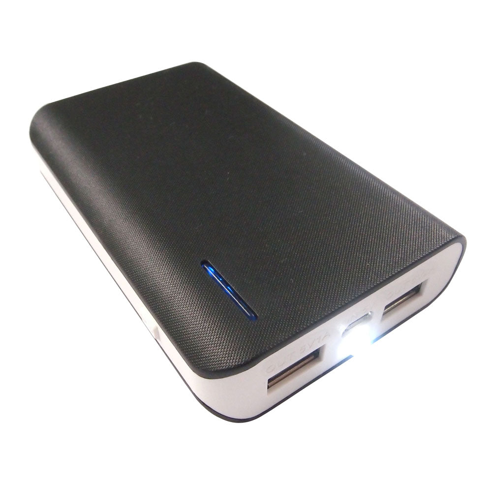 Dual Usb Portable Powerbank Charger With Torch, 6000mah, Black-white