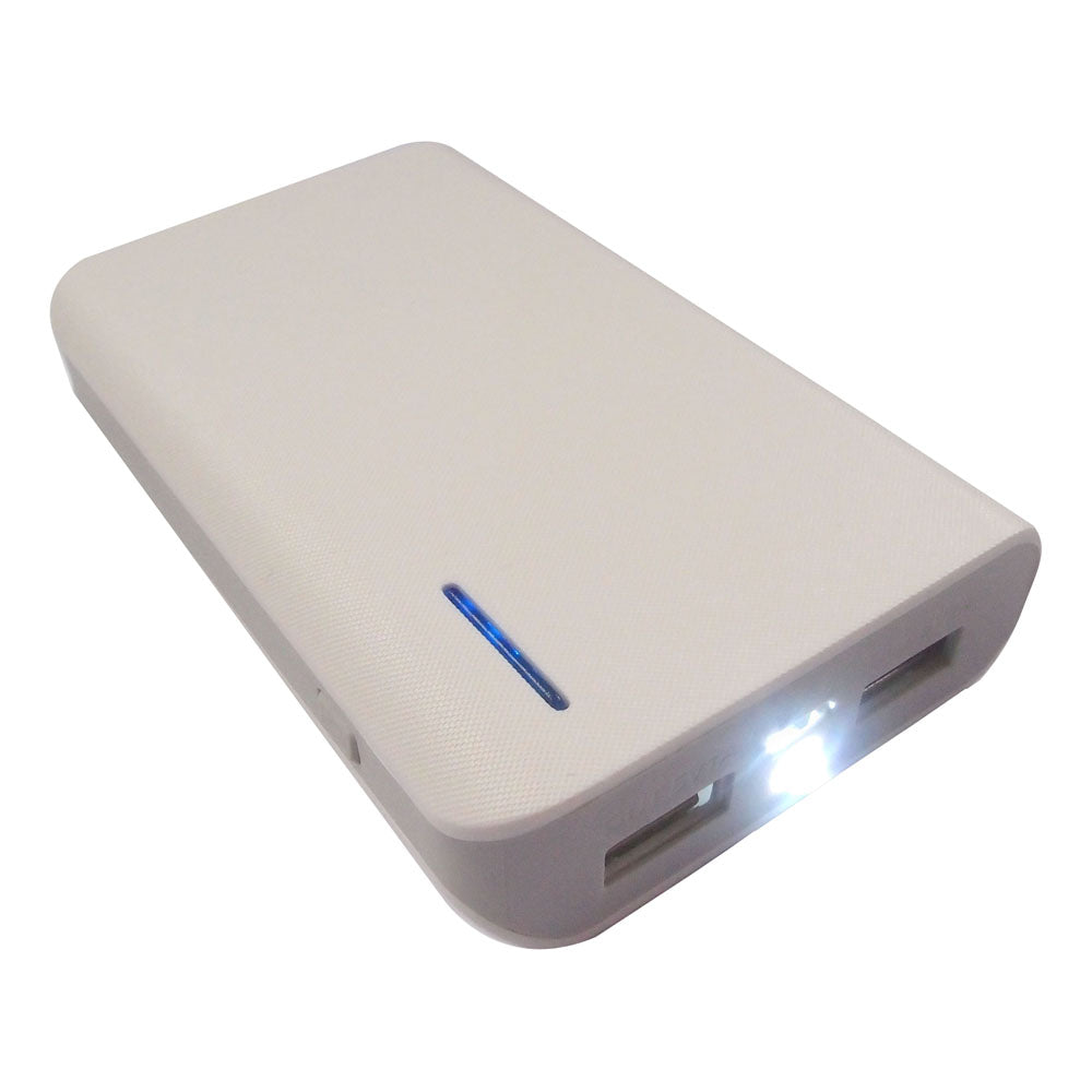 Dual Usb Portable Powerbank Charger With Torch, 6000mah, White