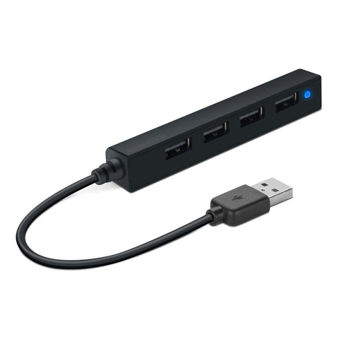 Snappy Slim 4-port Passive Usb 2.0 Hub, Black