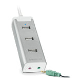 Barras Supreme Passive Usb Hub With Integrated Sound Card, Silver-white