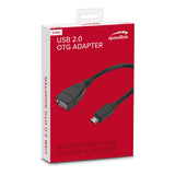 Usb 2.0 Micro Usb Plug To Usb-a Socket Otg Adapter Hq, 0.15m, Black