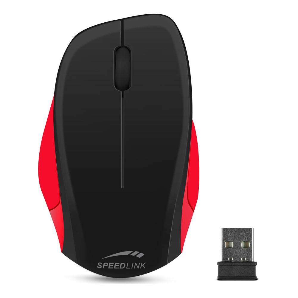 Ledgy Wireless Three Button Ergonomic Pc Mouse With Nano Receiver, Black-red